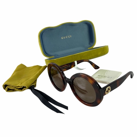 Gucci Accessories - GUCCI GG0319S 002 Havana Round Sunglasses with Brown Lenses